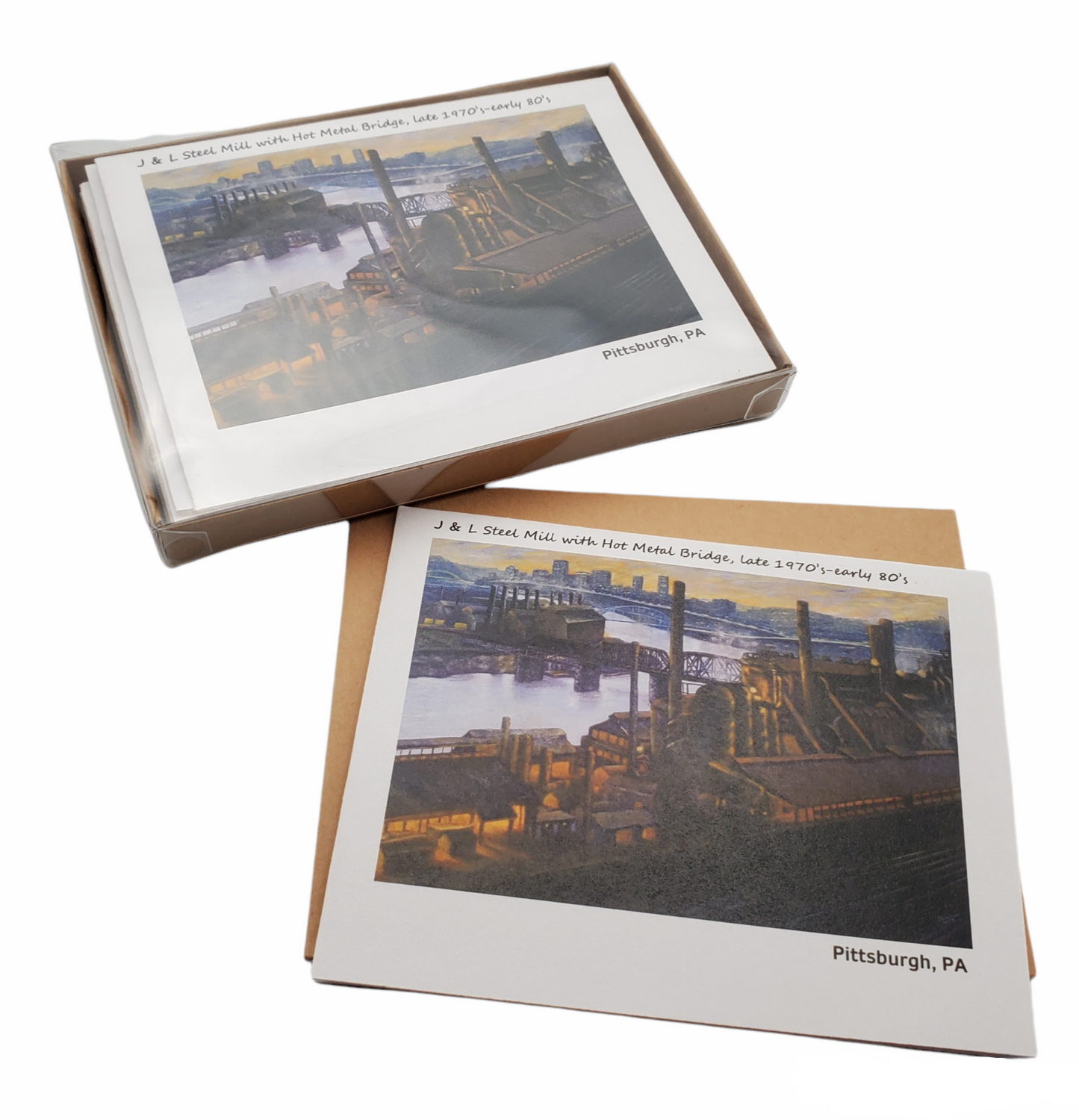 J&L Steel Mill with the Hot Metal Bridge, Pittsburgh -Color Blank Notecards Boxed set of 5