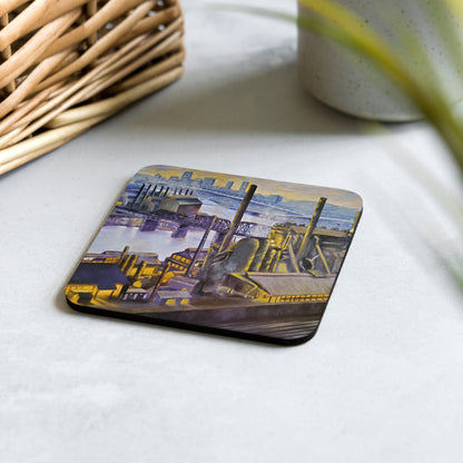 J & L Steel Mill with the Hot Metal Bridge late 1970s-early 80s Cork-back Coaster